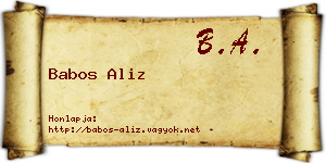 Babos Aliz névjegykártya
